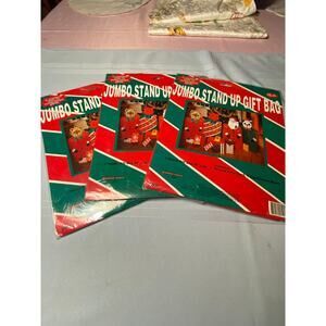 VTG 1996 Lot of 3 Jumbo Stand Up Gift Bags printed face cards 28x36 inch NIB